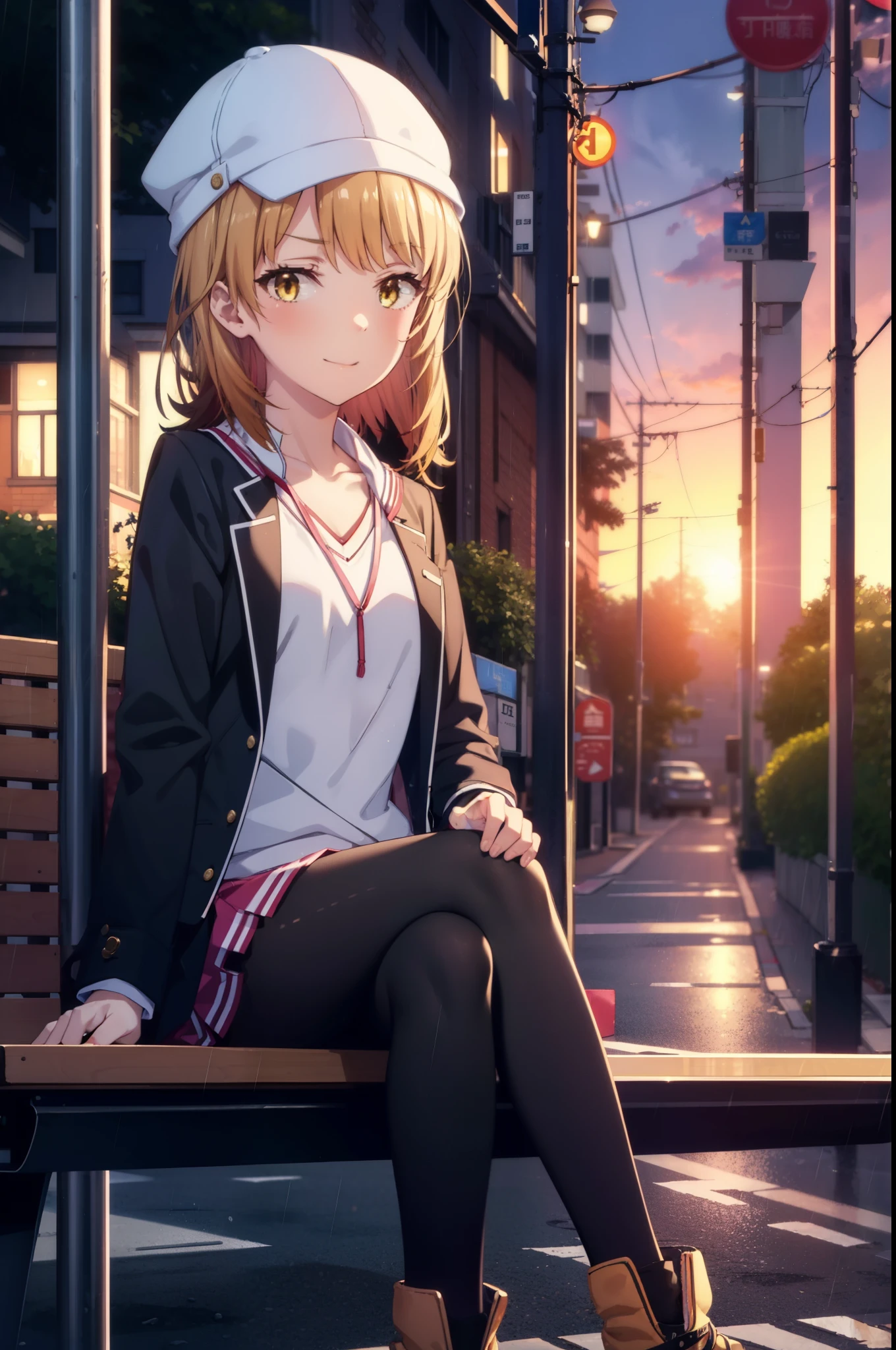 Irohaisshiki, isshiki iroha, Long Hair, Brown Hair, (Brown eyes:1.5), happy smile, smile, Close your mouth,blush,rain,rain空,Cloudy,Baseball hats,Pink oversized hoodie,V-neck shirt,mini skirt,Black pantyhose,short boots,Sitting leaning against the wall、,Hiding in a roofed building,whole bodyがイラストに入るように,
break outdoors, Building district,
break looking at viewer,whole body,
break (masterpiece:1.2), Highest quality, High resolution, unity 8k wallpaper, (figure:0.8), (Beautiful attention to detail:1.6), Highly detailed face, Perfect lighting, Highly detailed CG, (Perfect hands, Perfect Anatomy),