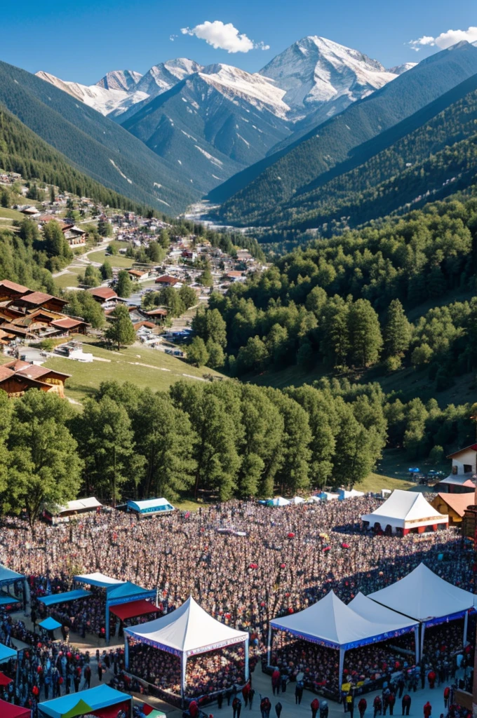 Festival of a town in the mountains