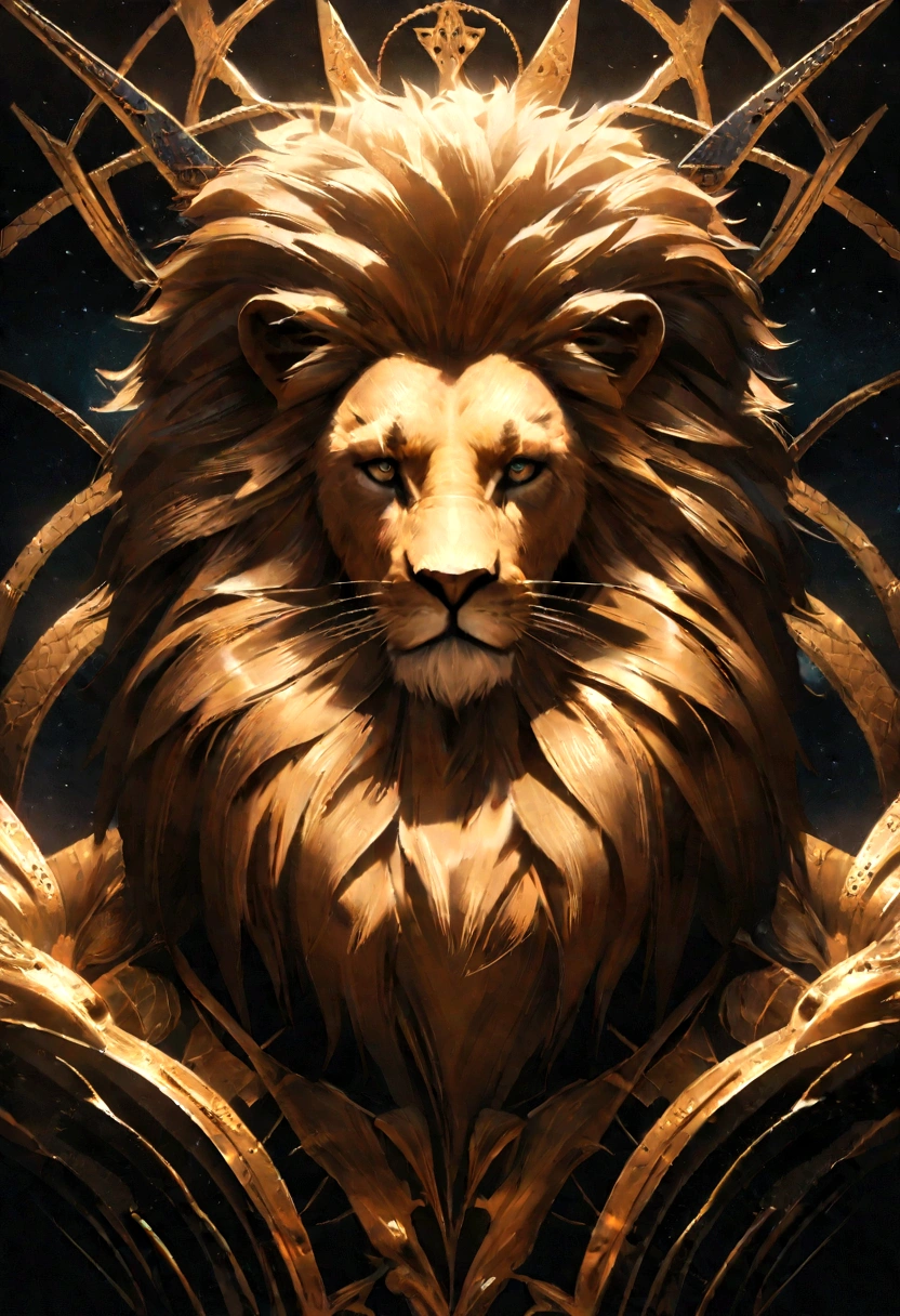 Leo and Jesus Christ with crown of thorns, blood on the face, detailed matte paint, deep color, genius, intricate details, initial screen, complementary colors, conceptual art of fantasy, a galaxies, spirals, outer space, nebulae, stars, smoke Going up, spatacular image, intricate detail, in the form of a lion, octane rendering, 8K resolution trends in the Unreal Engine 5, 8K hyper-realistic, realistic texture, unreal light, cinemastill 800, (35mm spring )