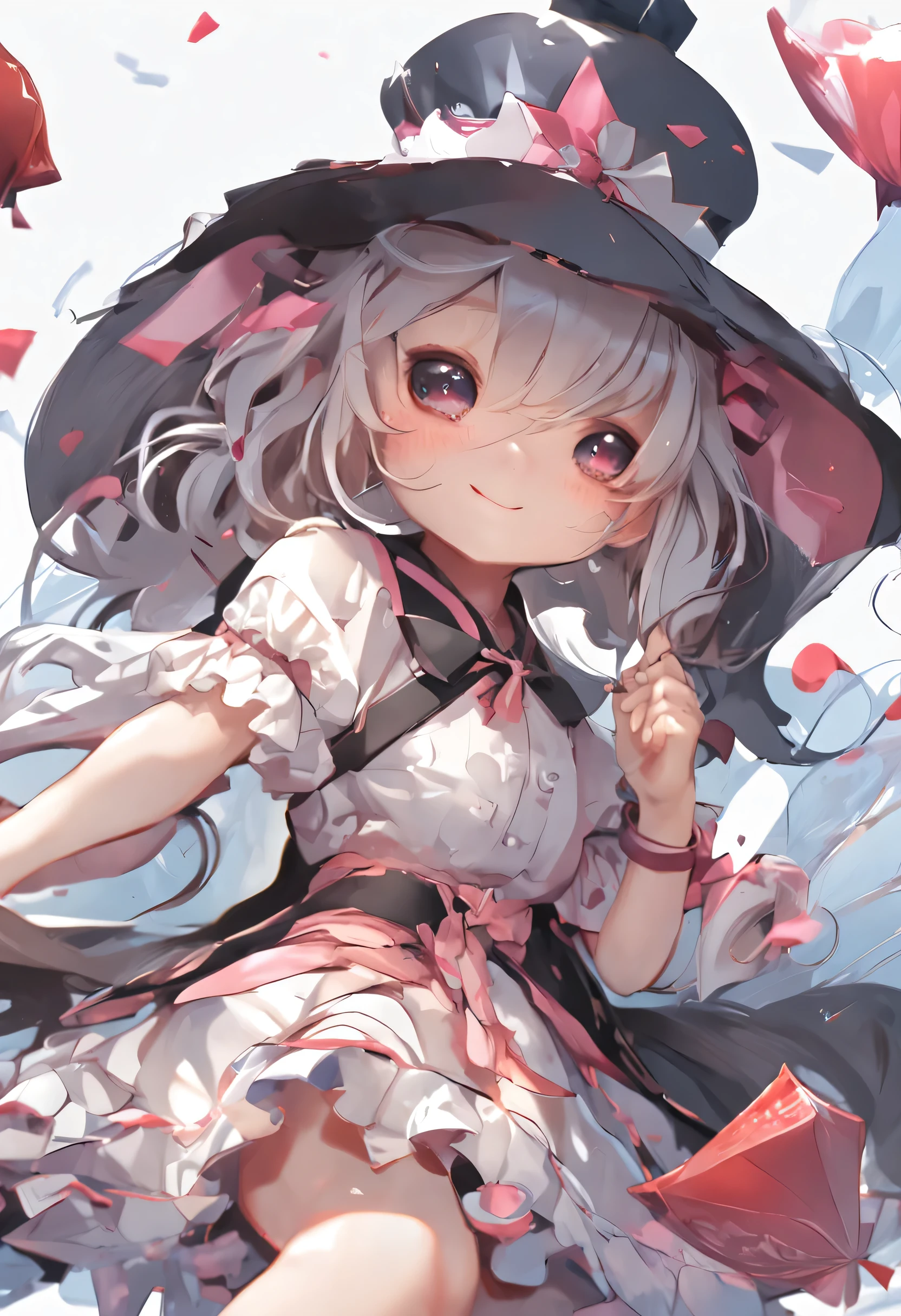 a close up of a cartoon character with a dress and a hat, splash art anime loli, small loli girl, lalafell, loli in dress, chibi art, fanart best artstation, ??????????? loli, portrait of lolita, chibi girl, artwork in the style of guweiz, loli, official artwork