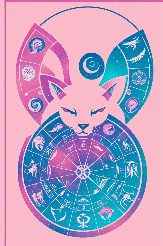Simple illustration of the zodiac signs with pink style