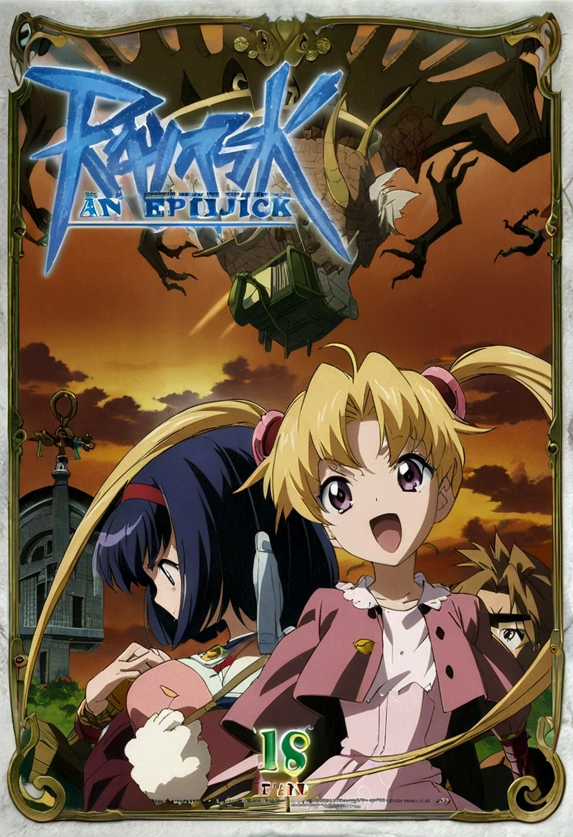 the cover of the anime, featuring two girls and a demon, anime cover, official anime artwork, funimation, anime key art, an epic anime of tuff luck, promotional art, anime movie poster, anime poster, movie promotional art, anime movie, dvd cover, key art, cinematic | | very anime, cinematic | | very anime!!!,anime, 1996 anime coloring, big breast, oobari masami, stukasa, book cover