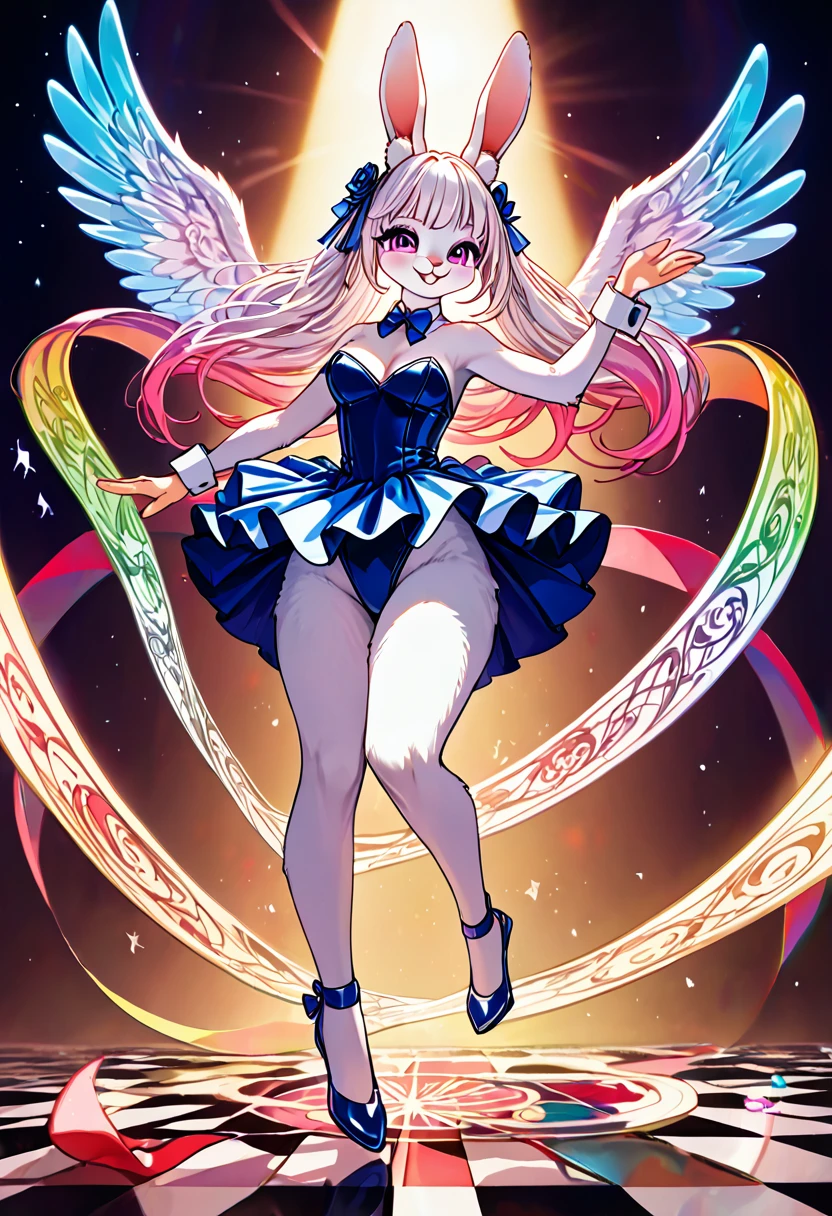 ((best quality)) , ((masterpiece)) , (detailed),A full body illustration of an American female character in the style of Hearthstone card art, dancing on a disco dancefloor with a big glittering mirror ball overhead. She wears purple and gold and has white hair. Her hands are up as if to talk to someone, with a happy expression. The background is colorful with vibrant colors and high contrast. It is a low angle shot with a wide lens. ,pop Art style. bright colors, bold outlines, popular culture themes, ironic or kitsch