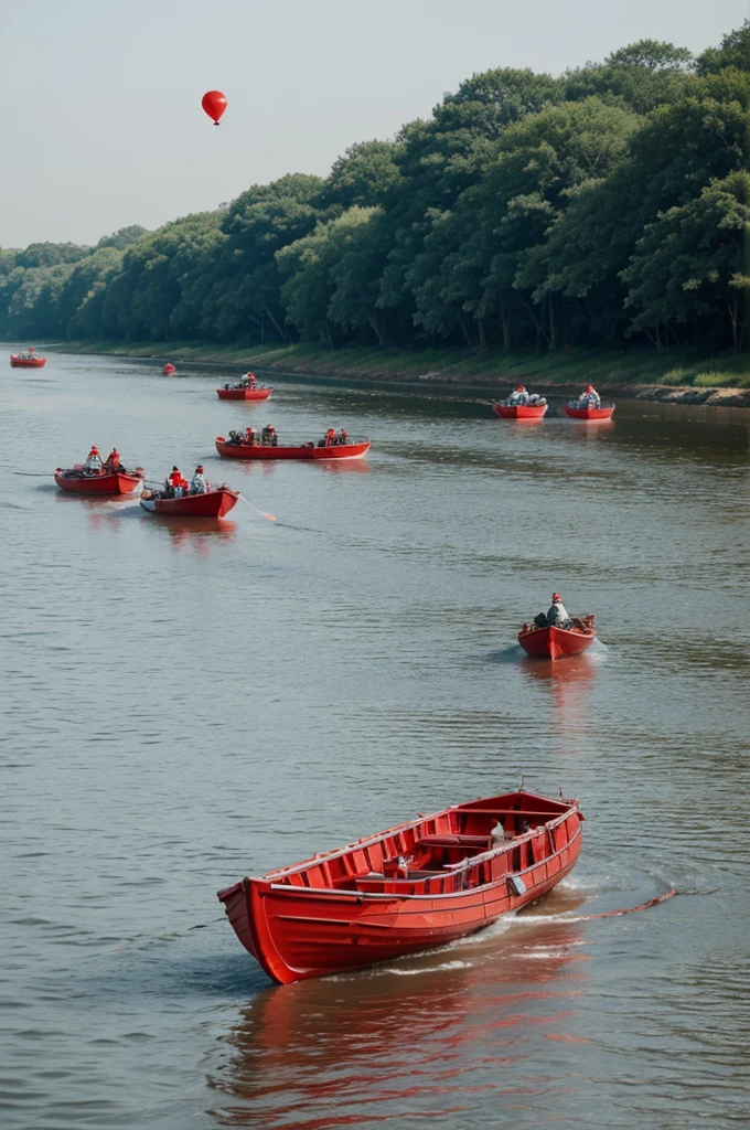 Red blood cells like small boats sailing in a river, carrying oxygen balloons.