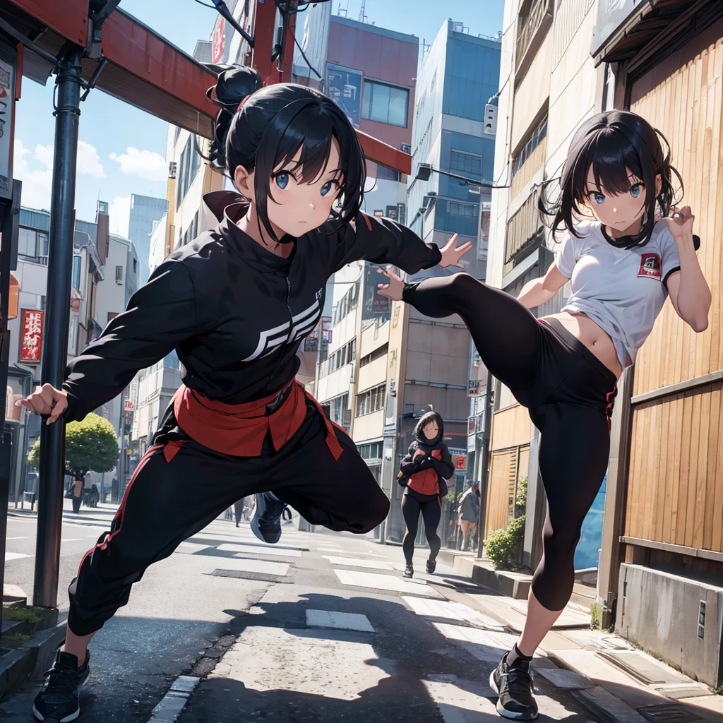 a professional ninja doing parkour in Tokyo facing agents from a criminal organization trying to capture her 