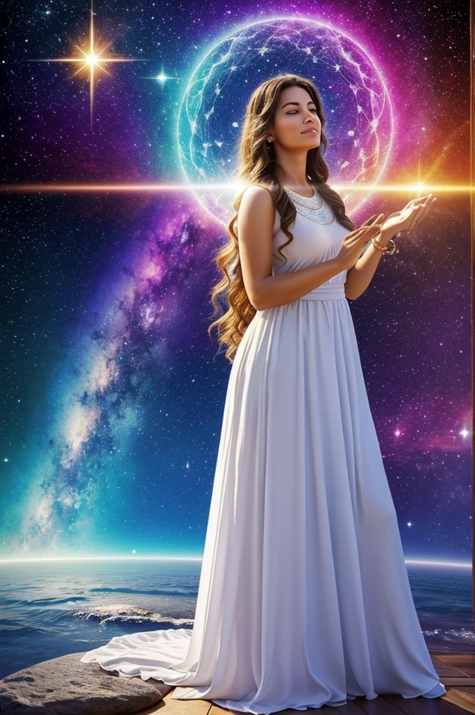 Make a background of universe and magic Beauty is in the look towards our own interior. Magic happens when we realize that the divine in us is not just to be observed., but also an observer himself. If you allow the divine to observe you, you will immerse yourself in a deep dialogue with the highest part of yourself, and you will become a mirror that reflects beauty, the wisdom and love that flow through your being.
Give yourself the gift of seeing the divine in yourself and allow that divinity to observe you with admiration!!