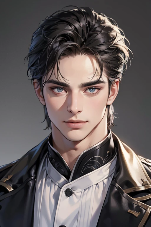 (best quality,4k,8k,highres,masterpiece:1.2),ultra-detailed,(realistic,photorealistic,photo-realistic:1.37),30 year old man,3 day beard,handsome anime,portraits,strong,masculine,dark hair,sharp jawline,mesmerizing eyes,perfectly styled hair,cool anime outfit,confident expression,vibrant colors,dynamic lighting, CEO and expression smile in love.

