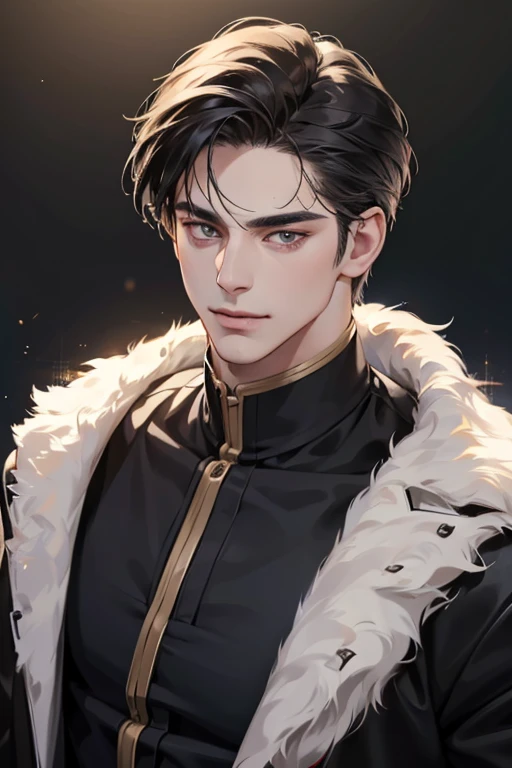 (best quality,4k,8k,highres,masterpiece:1.2),ultra-detailed,(realistic,photorealistic,photo-realistic:1.37),30 year old man,3 day beard,handsome anime,portraits,strong,masculine,dark hair,sharp jawline,mesmerizing eyes,perfectly styled hair,cool anime outfit,confident expression,vibrant colors,dynamic lighting, CEO and expression smile in love.
