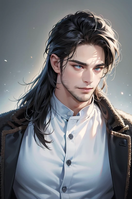 (best quality,4k,8k,highres,masterpiece:1.2),ultra-detailed,(realistic,photorealistic,photo-realistic:1.37),30 year old man,3 day beard,handsome anime,portraits,strong,masculine,dark hair,sharp jawline,mesmerizing eyes,perfectly styled hair,cool anime outfit,confident expression,vibrant colors,dynamic lighting, CEO and expression smile in love.
