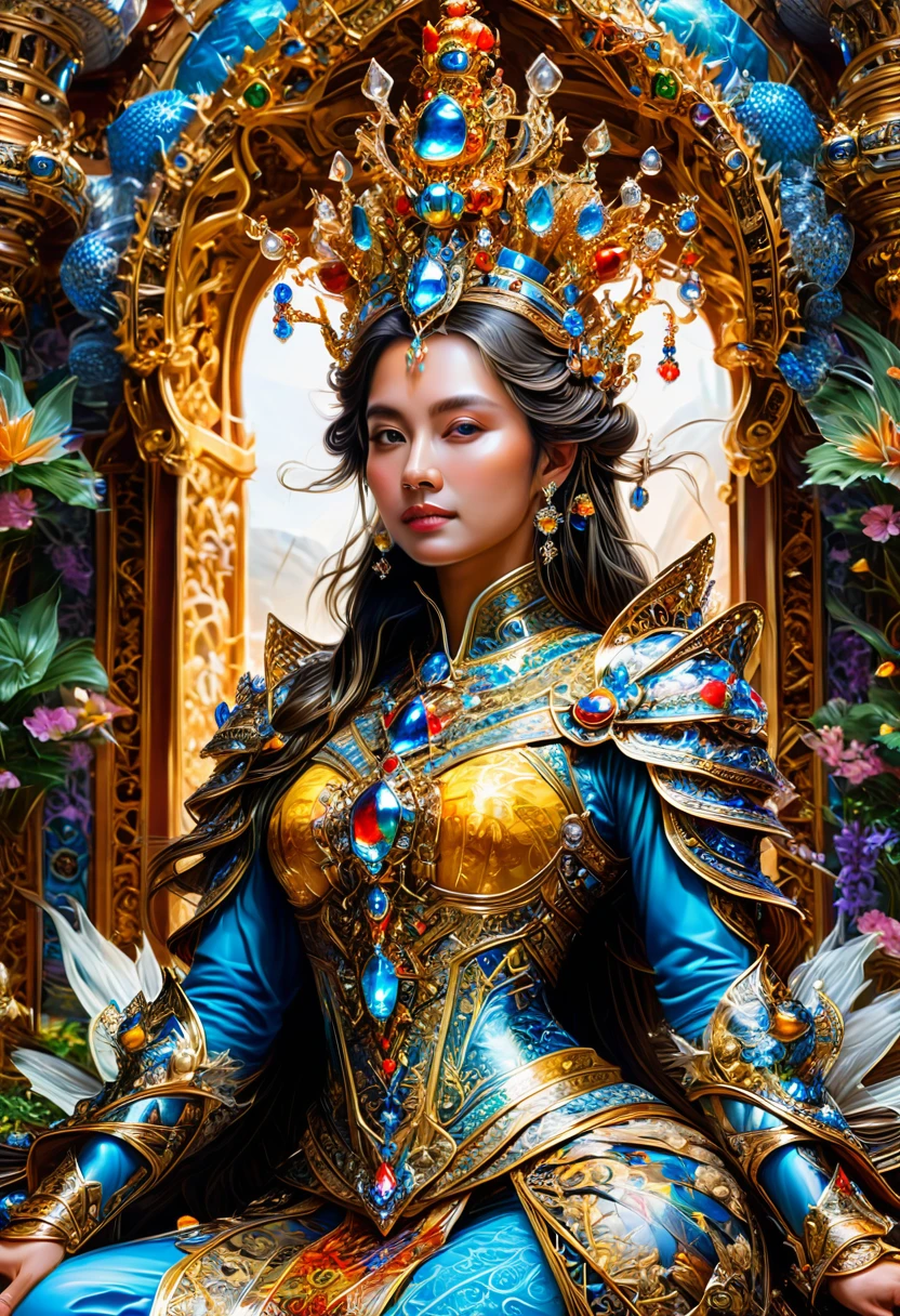 Queen, crown, pose, full body, by kuang hong, photo, best quality, masterpiece, very aesthetic, perfect composition, intricate details, ultra-detailed
