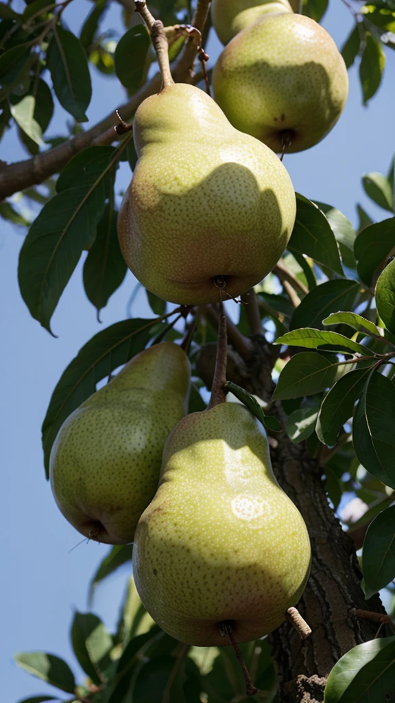 On the tree I saw that the pear was rotten