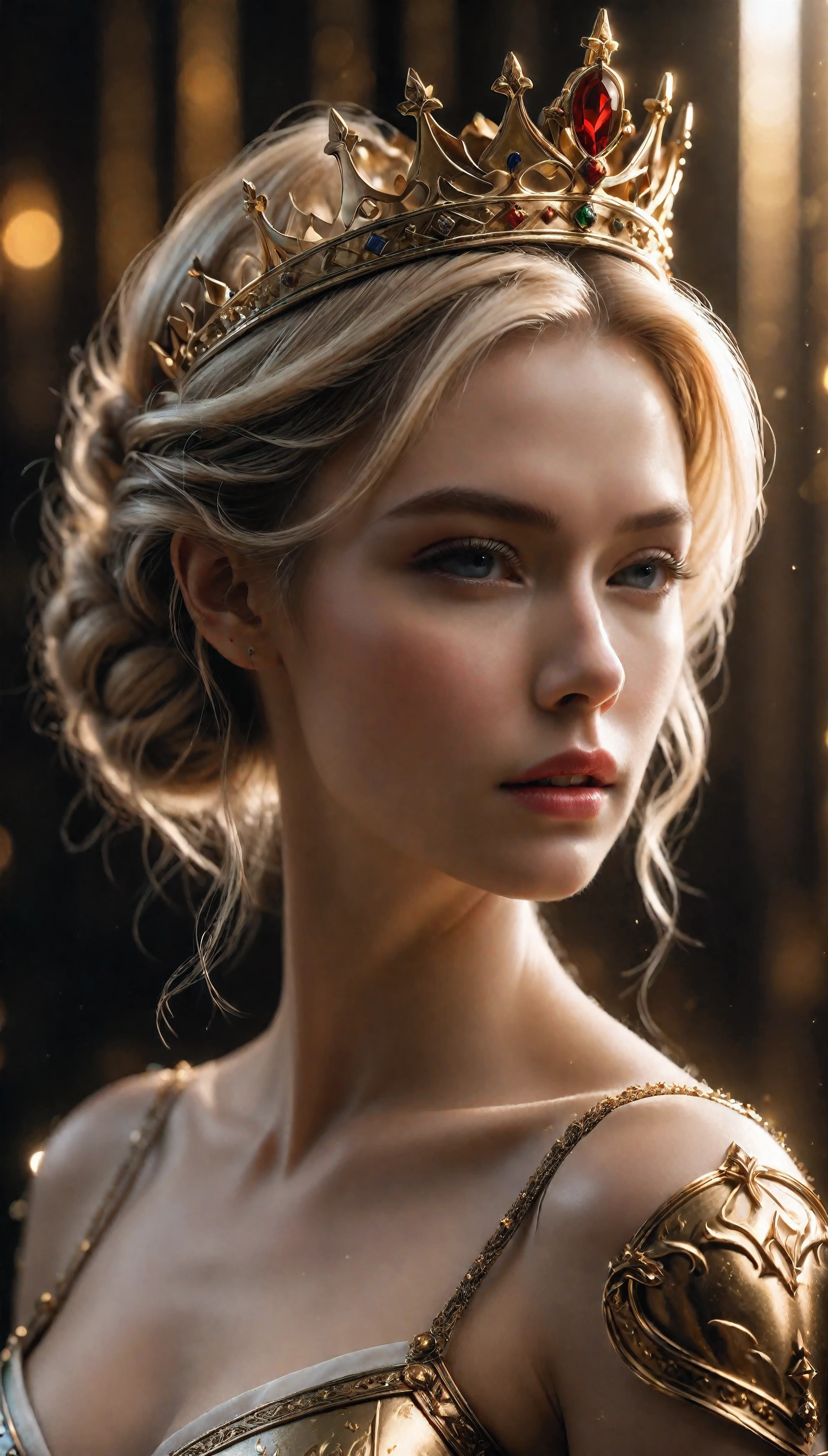 ((Masterpiece in maximum 16K resolution):1.6),((soft_color_photograpy:)1.5), ((Ultra-Detailed):1.4),((Movie-like still images and dynamic angles):1.3). | (cinematic photo of a Queen on her coronation), (Blonde Supermodel Beauty), (focus on the crown), (cinematic lens), (exotic hall filled with heavenly light), (tyndall effect), (luminous object), (female hand gloves), (Festive atmosphere), (shimmer), (aesthetic throne accesories), (visual experience),(Realism), (Realistic),award-winning graphics, dark shot, film grain, extremely detailed, Digital Art, rtx, Unreal Engine, scene concept anti glare effect, All captured with sharp focus. | Rendered in ultra-high definition with UHD and retina quality, this masterpiece ensures anatomical correctness and textured skin with super detail. With a focus on high quality and accuracy, this award-winning portrayal captures every nuance in stunning 16k resolution, immersing viewers in its lifelike depiction. | ((perfect_composition, perfect_design, perfect_layout, perfect_detail, ultra_detailed)), ((enhance_all, fix_everything)), More Detail, Enhance.
