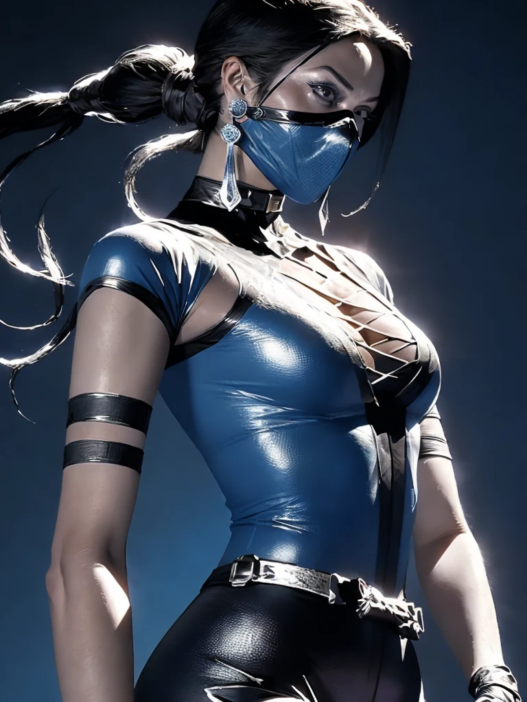 /imagine prompt: Kitana game Mortal Kombat::3, wearing a blue leotard, mouth mask, black eyes, long black hair, ponytail, alone, sun, blue sky, extremely detailed and beautiful, with fans in her hands with knives in them tips :: --quality .5 8K, best quality, Artwork, illustration, extremely delicate and beautiful, Very detailed, CG, wallpaper, (real, photo-real: 1.37), incredible, science fiction, exquisite details , electroplated silver
best quality, realistic, photorealistic, (intricate details: 1,2), (delicate detailed), (cinematic light), clear line, sharp focus, realistic face, detailed face
Unity 8k wallpaper, ultra-high resolution, (photorealistic: 1.4), looking at the viewer