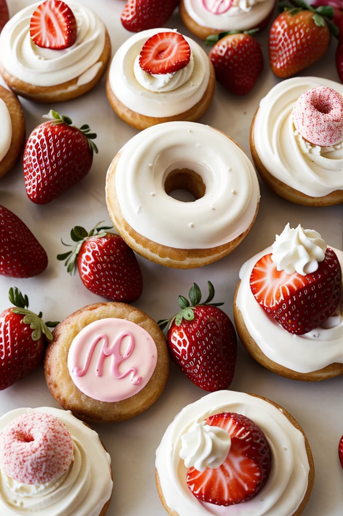 Create a Logo for a mini donut and strawberries and cream business that says Dazlyn&#39;s Desserts