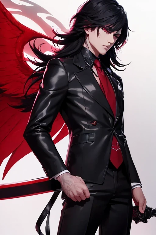  with white hair, golden armor and a sword of fire 