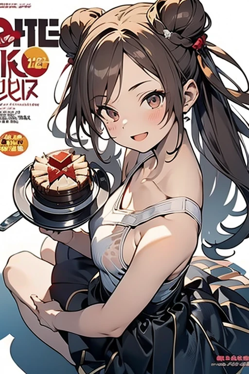 (small breasts:1.2), (perky chest:1.2), (pointed chest:1.2), (Pudding cake magazine cover:1.3),(from above:1.0),(shoot from the side:1.1),masterpiece, 1girl, Amazing Cleavage:1.1, thin waist, optimum,tmasterpiece,hight resolution,best qualtiy,hyper HD,super detailing,awardwinning,a 18yo cute girl,(The upper part of the body),anatomy correct,Beautiful Black miniskirt,garters,Gaze,Small face,bangss,holster,Beautuful Women,hands up,leg holster,Gaze,black boots,Cowboy Shot,cute face,a blond,Longhaire,Twin-tailed,Braids, Hairline,(scarlet eyes),long eyelasher,Hanging eye corners,White skin of the, ((see through camisole:1.1)), ((Sheer nipples:1.0)),Rocket Tits,(Slim body),smile,seductive weak smiling,(with sparkling eyes and a contagious smile),little open mouth, Looking at Viewer,