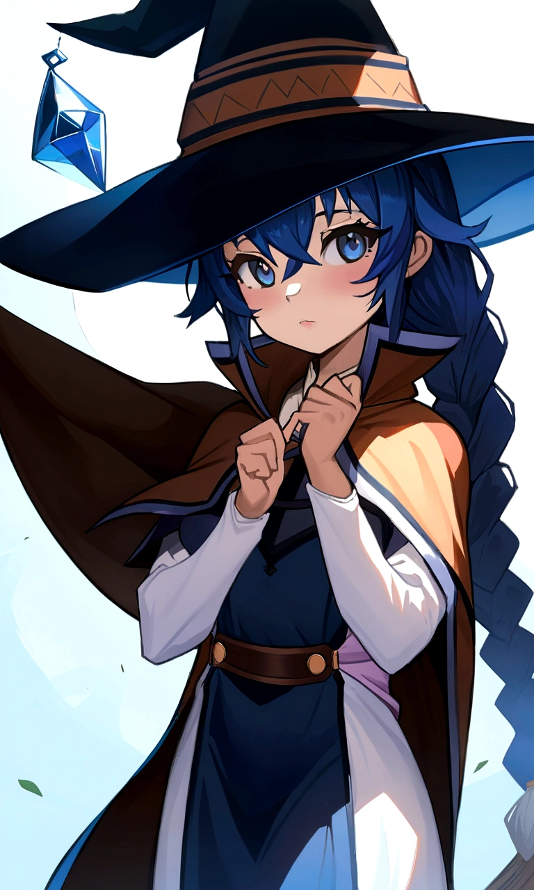 anime character dressed in a witch costume, black fur wizard, witch academy, Anime 2D style, anime moe art style, itself!, Arte Zerochan, Anime 2D, witch girl, héroe 2 d fanart artstation, sky witch, art 2D, art 2D, stylized anime, beautiful wizard, portrait of a young witch girl