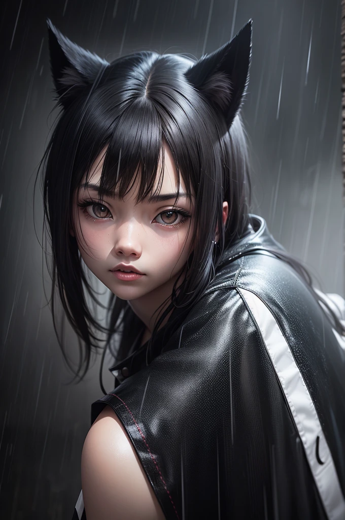 close, Dog focus, Rin the Dog々New photos, Rain dark atmosphere, Black background