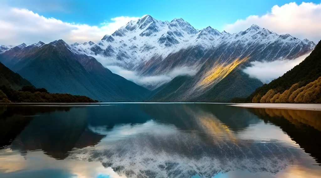 Mountains reflected in a lake with mountains in the background々and clouds, new zealand, new zealand landscape, Nice views, Magnificent and wonderful, Lakeside Mountains々, majestic nature scenery, new zealand, trip, Nice views, Images full of reflection, Picturesque, Lake between mountains, Still water is as still as a mirror, Mysterious setting, Incredible reflections, golden bay new zealand
