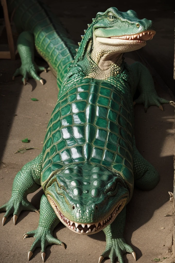 An alligator with the body of a man