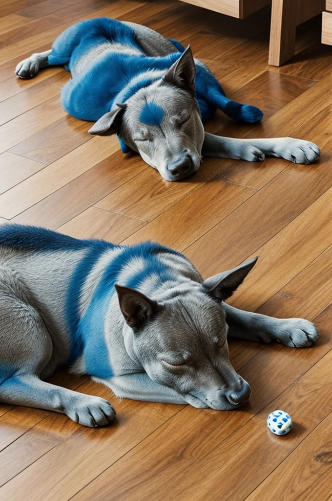 Bluey and bingo sleeping on a floor while dreaming about donkys