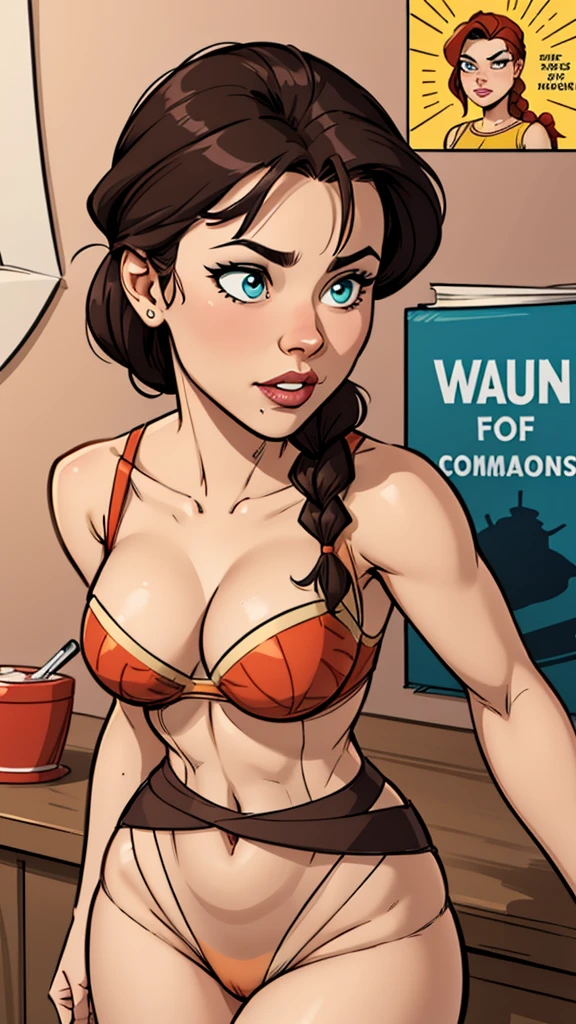 Compensation! Here is the revised and cleaner text:
--- Character: xena warrior princess Description: Cartoon image of a woman. cartoon style illustration, with highly detailed character design. detailed digital art, showing courage and high quality portrait.
characteristics:
- Portrait character design - Beautiful digital illustration - Comic art - Young girl with braided hair - Beautiful lined eyes - Medium-large bust and wonderful sexy clothes - Expression of sexual desire from waist to head ---