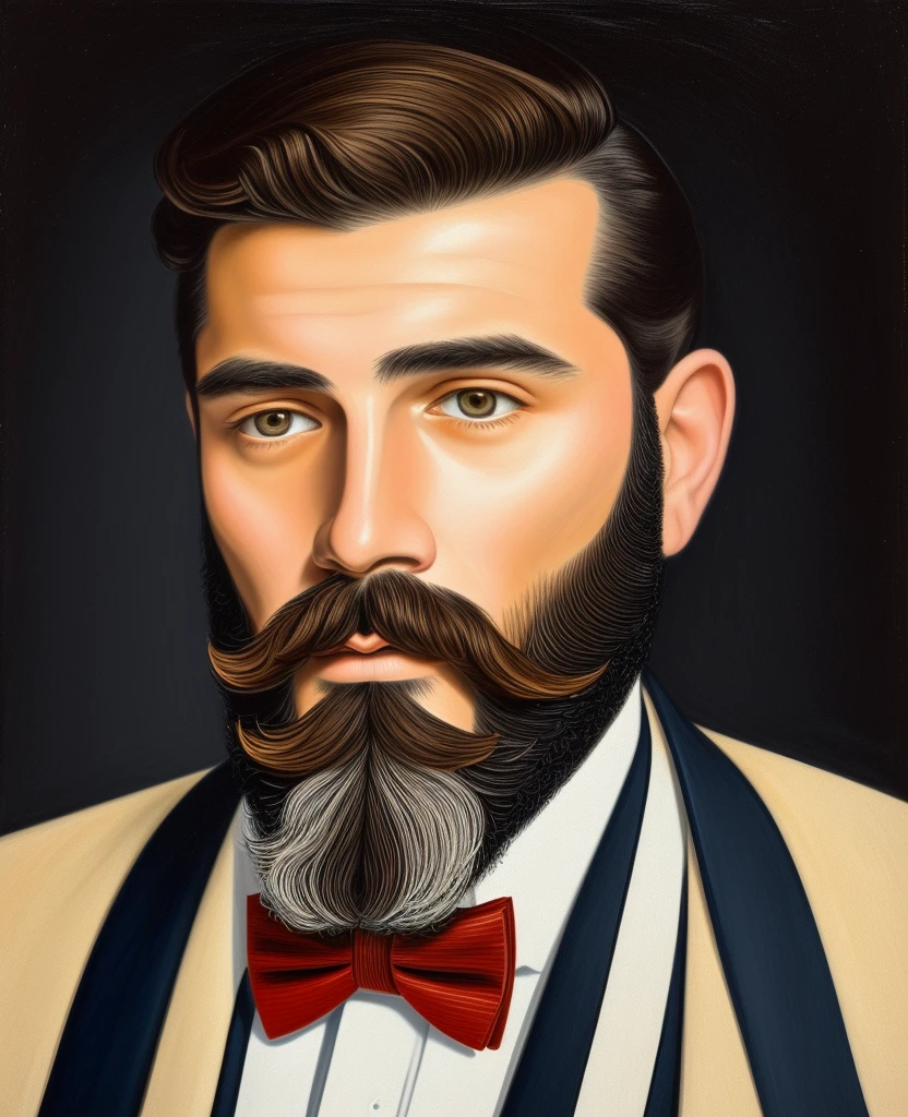 painting of a man with a beard and bow tie, inspired by László Beszédes, inspired by Agustín Fernández, Pablo Hurtado de Mendoza, inspired by Oscar Rodríguez Naranjo, inspired by Benito Quinquela Martín, a color photo, inspired by Morris Kestelman