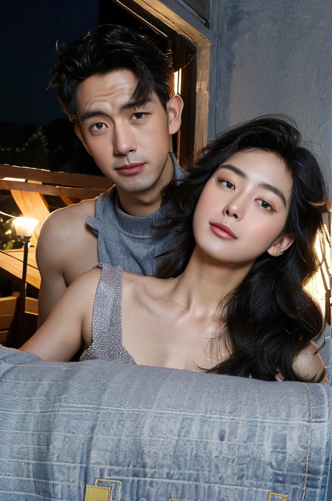 A secret rendezvous of two in a rooftop Attic, under the moonlight, 1 man,1Female,ใบหน้าที่very detailed, (realistically),(perfect),(Portrait,romantic,night scene,Attic,moonlit night,Serene atmosphere,soft light)(best quality,very detailed,realistic),((topless)),(whispered conversation,intimate gesture,((gentle touch)),(romantic encounter,Hidden love affair,Stolen Moment)(Mystical Shadows,dust in the air)(Nostalgic feelings,Antique furniture,old wooden beams)(A comfortable refuge,comfortable sofa,soft cushion)(whispers of love,man and woman,Embrace each other.,Lingering gaze,((have sex)),((topless)),Gentle breeze)(delicate color,Warm colors,soft light)(Glittering Stars,shining moonlight,night sky)