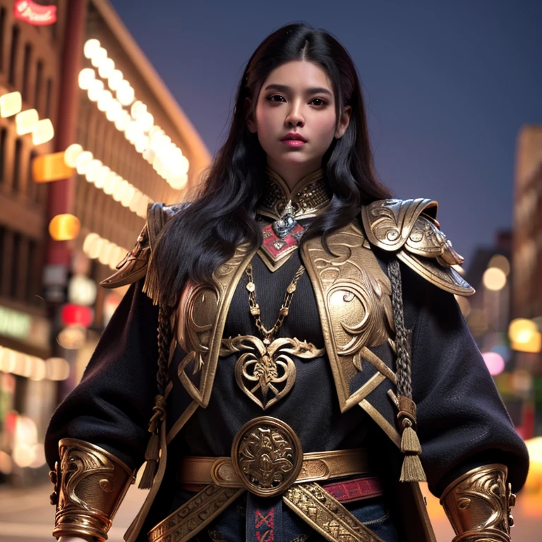 A heavily detailed shirt with an aztec warrior holding the City Vibes band logo, highly detailed logo, detailed clothing folds, bold colors, digital painting, cinematic lighting, dramatic shadows, hyper realistic, masterpiece, (best quality,8k,highres,masterpiece:1.2),ultra-detailed,(realistic,photorealistic,photo-realistic:1.37),intricate details,vibrant colors,dramatic atmosphere,cinematic composition,impeccable textures,perfect rendering