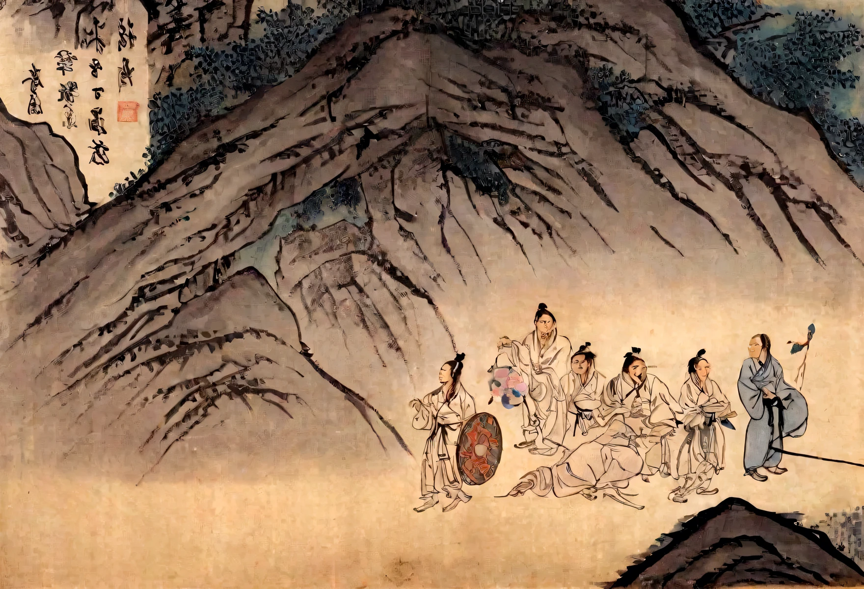 Take off into the fairy world, A chance encounter with Liu Hanshu, He saw his old self, I decided to take him on as my apprentice., Teach them how to protect themselves, But thanks to the Tibetan star charts, He established ties with the Liu family and the Yujian sect., Beginning with the death of Liu Hanshu, Chin Yu embarked on the road of confrontation with a strong enemy, Work Hard, Strengthen yourself, Follow your own path of justice, I want to protect the people I care about too., The three brothers set out, So I set off on a long journey to find a good brother., Chin Yu, Where are Xiao Hei and Hou Fei?？（canyon）Climb the street（Doomsday Stream）Eyes full of anger，He clenched his fists，Quickly，Inflicting a fatal blow on the opponent，Full Body Lesbian，Full body male wizard 32K（Masterpiece Canyon Ultra HD）長く流れるようなBlack Hair，Spacious campsite，bloom， The injured lined the streets（canyon）Climb the street， Explosion site（canyon）， （Linen Batik Scarf）， Angry fighting stance， looking at the ground， Batik Linen Bandana， Chinese style python pattern long sleeved clothing， canyon（Abstract propylene splash：1.2）， Dark clouds lightning background，Flour Flies（Realistically：1.4），Black Hair，Flour flying up，Rainbow Background， High resolution， detailed， RAW Photos， sharp， Nikon D850 film stock photo by Jefferies Lee 4 Kodak Portra 400 camera F1.6 shots, Rich colors, Ultra-realistic vivid textures, Dramatic lighting, Unreal Engine Art Station Trends, Cinestia 800，流れるようなBlack Hair,（（（Jungle Canyon）））The injured lined the streets（got it）Climb the street，Movie Master Real-Time Quality