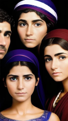 group of judaean gathered, focus on faces.