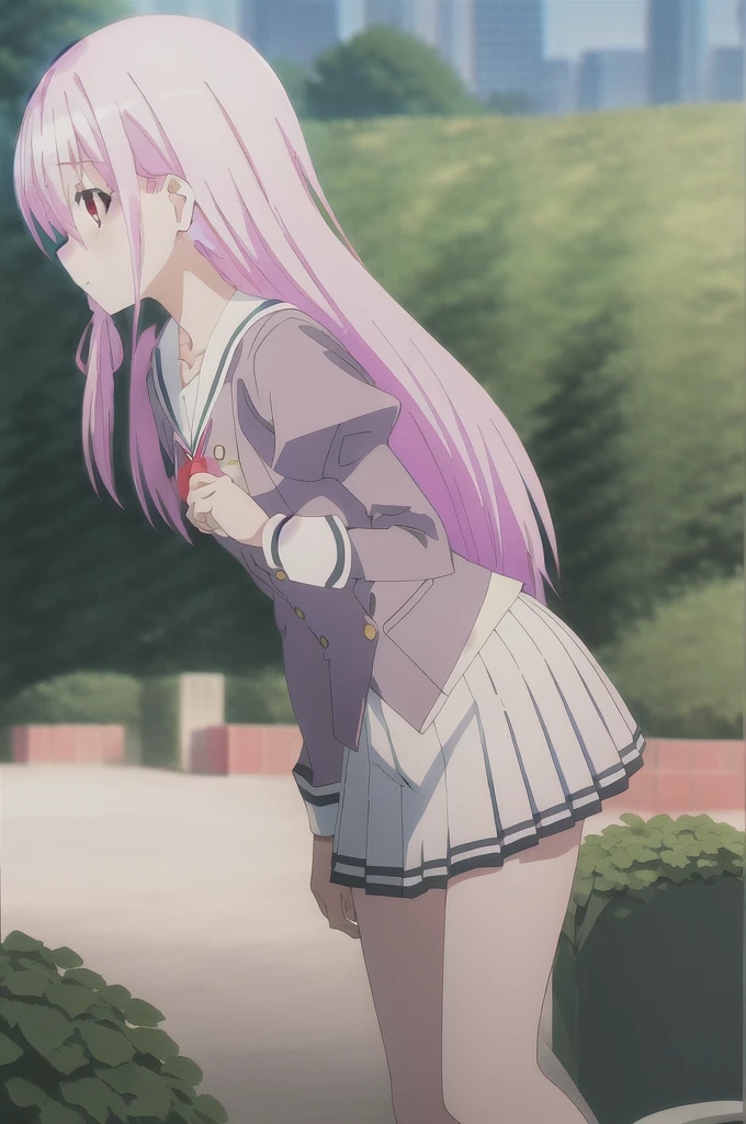 Kisara, Long pink hair, In a park, (Perfect hands, perfect anatomy, Perfect shape)
Break looking at viewer, hands on hips,leaning forward, bare legs