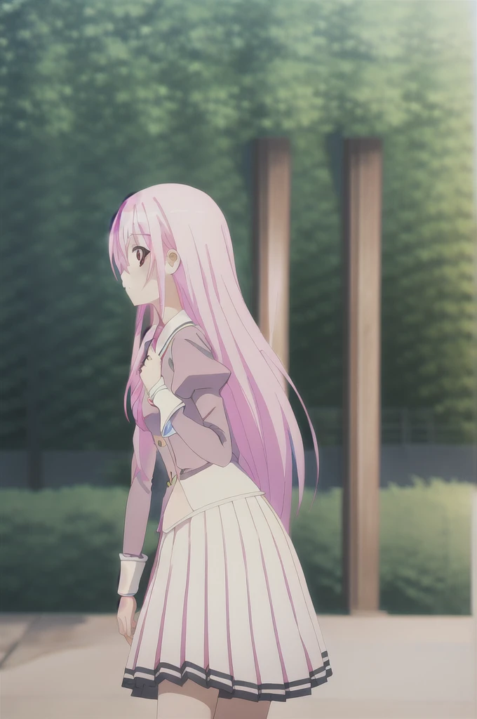 Kisara, Long pink hair, In a park, (Perfect hands, perfect anatomy, Perfect shape)
Break looking at viewer, hands on hips,leaning forward, bare legs