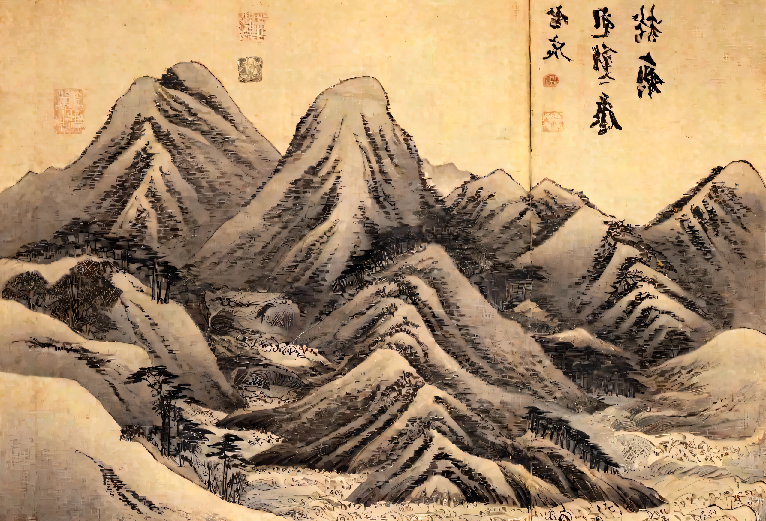 Yamakawa,Rivers,sun,Skylark Scroll of Mountains and Seas,Ancient mythology《The Book of Mountains and Seas》,A magnificent composition,shadowing,National style,martial arts,immigration,Practice martial artss,martial arts
