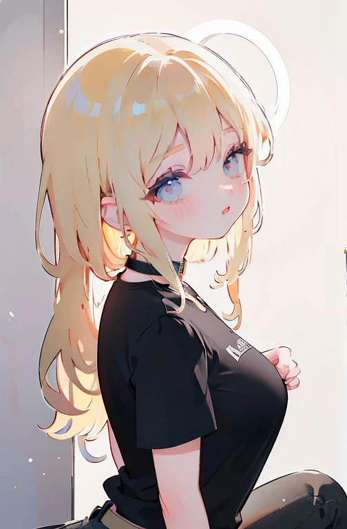 (((work of art))), (portraite), diffuse light, dynamic shadows, sharp focus, realisitic, detailded, high resolution, absurderes, White background, (squeeze the breasts), looking at side, t - shirt, no good, fotorrealisitic, realisitic, humida, separated lips, Kneeling, Amazing portrait of a sensuous woman wearing her blonde hair long and curly, olhando sedutoramente e smiling, soft lips, they broke up, Blushing intensely, smiling, t - shirt branca, pink cargo pants, medium chest, perfectbody, 2d illustration, アニメ, um portraite de pintura em artes plásticas, in manhwa style, ((Bishamon de noragami)), 1 girl, hair blonde, ((pretty long hair)), big hair, ((curly hair)), {{purples eyes}}, make up, comely, High definition, work of art, best qualityer, high détail, high détailed eyes, Grain Filter, Lábios detaildeds, high resolution, ultra-detailded, portraite, caucasian woman, proporções realisitics, anatomically accurate, rosy cheeks; dark lighting, high qualiy, awardwinning, high resolution, 8K,, summer, sensuous, Film grain, Ilford HP5, 80mm, woman strong, confident, black clothing, (work of art:1.2), best qualityer, PIXIV, Cool girl, glorious, hair blonde, , choker, earnings laughing, divertida, sensuous