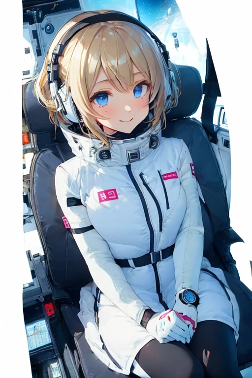 masterpiece, highest quality, high resolution, breasts, 20yo,1 girl,(solo):2,,blonde hair,(inside space station):2,flying:2,floatong:2,zero gravity,wind:1.5,anime lovelive style,
BREAK
headphone,(futurstic tight-fit bodysuit):2,(shiny silver long downvest):100,(northface silver metallic puffy downvest):2,(puffy):2,(black sleeves):5,(black tights):2,(black belt),futuristic boots and gloves,(smartwatch):100,astrovest
BREAK
1 girls, sitting in spacecraft cabin with 4-point seat belt, securely fastened, space station interior, looking out of large windows at Earth below, beautiful eyes, she have aluminum foil pouch,(aluminum foil pouch with plastic viewing window):2, contains nutritious liquid or puree together, smiling and chatting, bright and cheerful expressions, high quality cinematic lighting, detailed textures, sharp focus,blue hair,blue eyes,