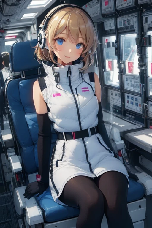 masterpiece, highest quality, high resolution, breasts, 20yo,1 girl,(solo):2,,blonde hair,(inside space station):2,flying:2,floatong:2,zero gravity,wind:1.5,anime lovelive style,

BREAK
headphone,(futurstic tight-fit bodysuit):2,(shiny silver long downvest):100,(northface silver metallic puffy downvest):2,(puffy):2,(black sleeves):5,(black tights):2,(black belt),futuristic boots and gloves,(smartwatch):100,astrovest
BREAK
1 girls, sitting in spacecraft cabin with 4-point seat belt, securely fastened, space station interior, looking out of large windows at Earth below, beautiful eyes, she have aluminum foil pouch,(aluminum foil pouch with plastic viewing window):2, contains nutritious liquid or puree together, smiling and chatting, bright and cheerful expressions, high quality cinematic lighting, detailed textures, sharp focus,blue hair,blue eyes,
