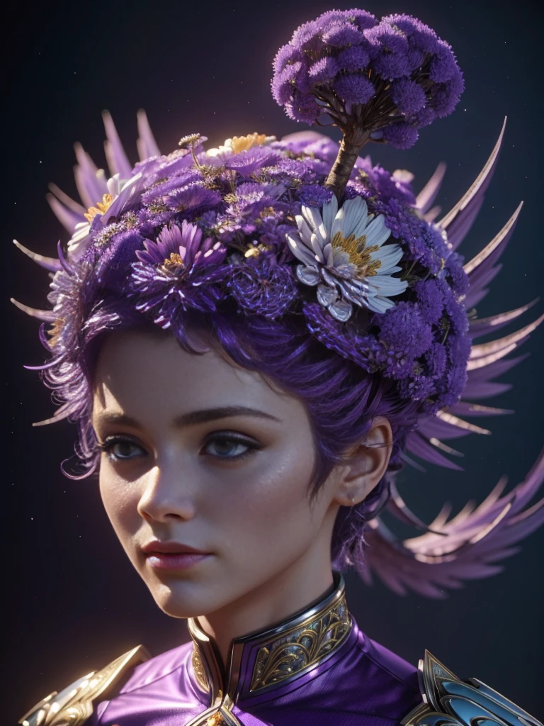 Incredible and spectacular scene, ((high high quality)), ((Detailed pubic hair)), ((Fantastical)), "purple plasma brain, purple plasma body, actual, Best quality, 4K, Flowers trapped in blisters on top realistic, (Handsome caucasian beautiful girl), Full body lesbian, 20 years, image quality (3D rendering effect) , exquisite detailing,