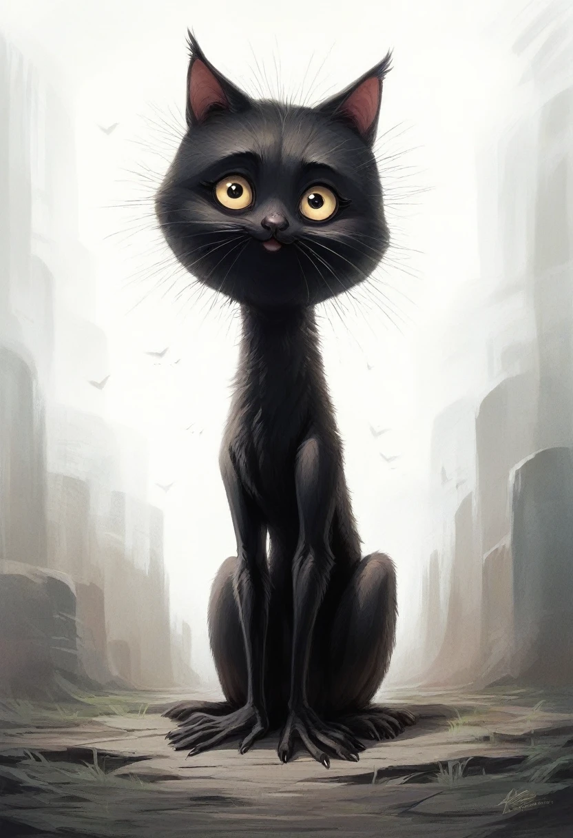 there is a black gato with a very long hair sitting on the ground, gato. pintura digital, adorable pintura digital, elokitty, black gato, realistic anime gato, cute gato, lindo arte digital detallado, !!!! gato!!!!, anime gato, anthropomorphic female gato, anthropomorphic gato, lindo arte digital, !!! gato!!!, awesome gato