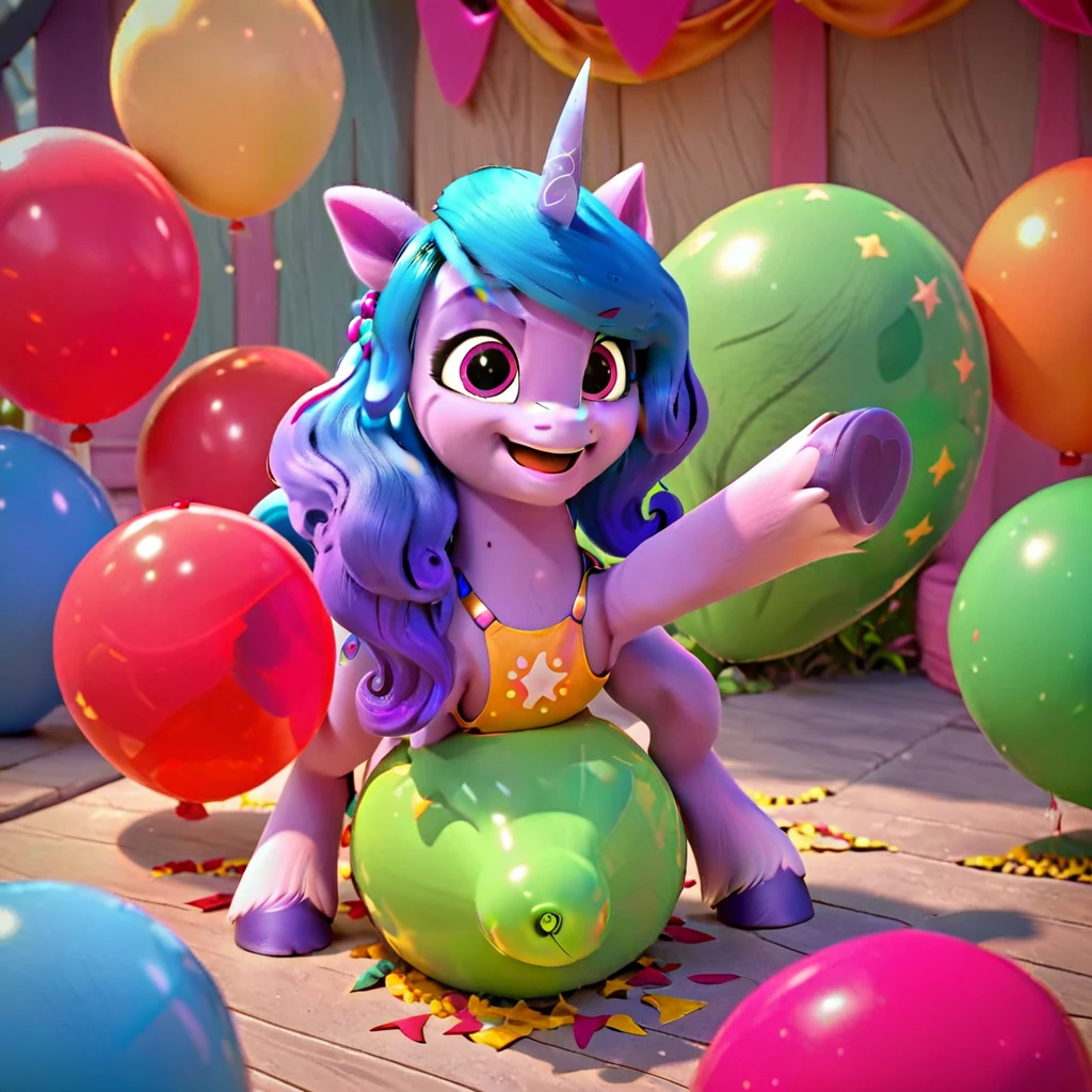 score_9, score_8_up, score_7_up, score_6_up, score_5_up, score_4_up,
female, Izzy Moonbow, solo, looner, nonpop, balloon nonpop, detailed background, party, selfie, fanservice, plot, balloon fetish, balloon support, 3d, hd, 4k, solo,
safe, rating safe,
spread legs, plot, blowing up balloons, balloon blowing, wide hips, arched back, overinflated balloon, tight balloon, necked balloon, translucent balloon, white star print on balloon, balloon inflation, bouncing, squeaking, noisy, loud,
My Little Pony: Make Your Mark, My Little Pony: A New Generation, cinematic, dynamic angle, depth of field, bloom, subsurface scattering
