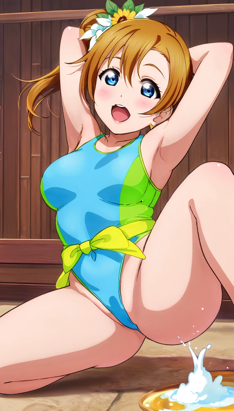 (masterpiece, highest quality:1.2)、Ahegao Double Peace、Sexy Swimwear、Embarrassed、Excessive armpit sweating、 Completely naked、smile、Embarrassed、Big Breasts、Pussy、Pee、Breast milk、Being chubby、Pichi Pichi School Swimsuit、horny masturbation、Steam from the body、Spread your legs、Large areola、Your body is wet、The nipples are erect、Spread your crotch with your fingers、My whole body is shaking