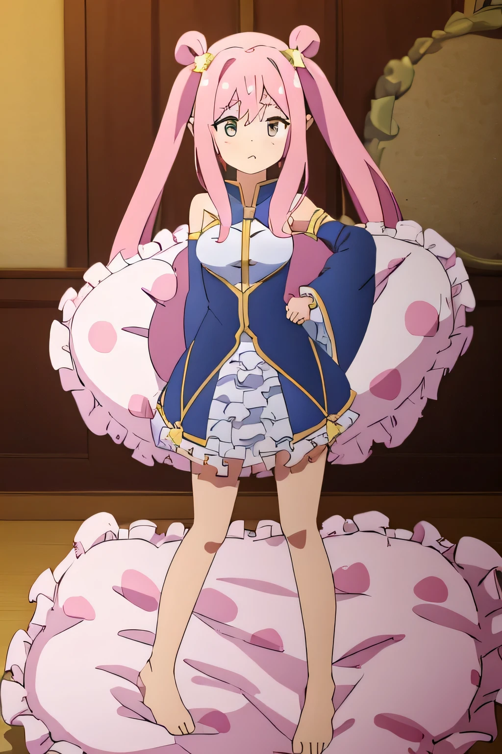 (best quality, masterpiece),mine , details, (Light and shadow oxtail , bed background, Cute girl posing on pillow ,Pillow,(piles of Pillow),Upholstered,((four poster bed)),Soft pillow quotation,Lots of Pillow,(Pillow),The love surrounding the protagonist,steam,Luxury Pillow),(luxury bed),(Gorgeous pattern pillow),luxurious pillow,(bedroom ),pillow grab, standing(Love around the protagonist),(Steaming hot),(pillow),Four poster bed,Canopy bed,Lots of pillow heads,princess bed , long hair, frilled pillow , ((pink pillow)) , big pillow , standing pose on pillow, on pillow, pillow damage, feet on pillow, stepping pillow, hatsune (princess connect)