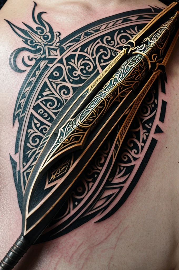Medieval weapon tattoo design