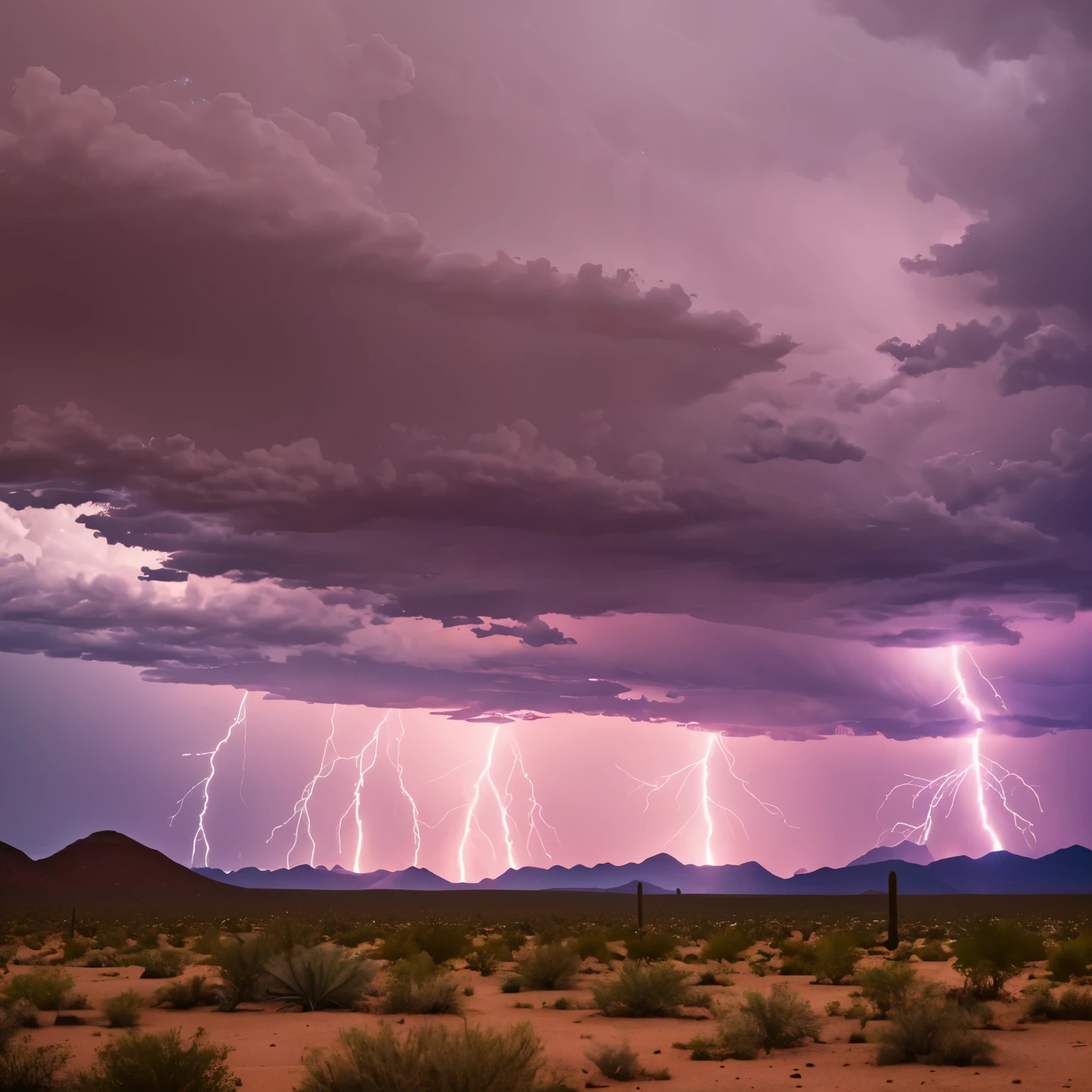 Lightning storm coming across an Arizona desert.