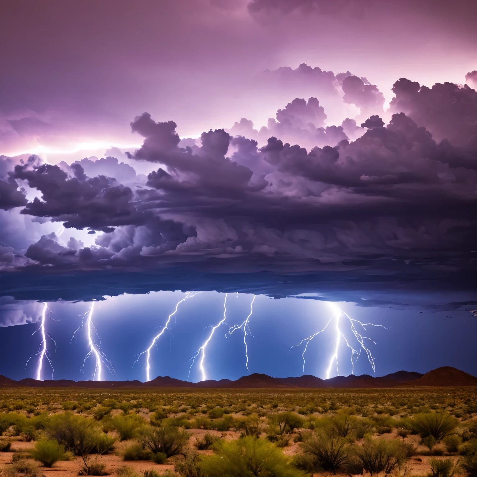 Lightning storm coming across an Arizona desert.