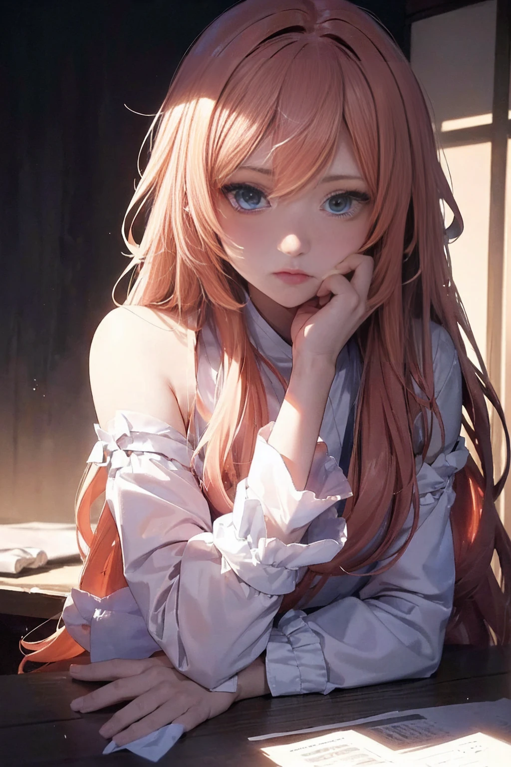 ((1 Female, 1 person, Solitary) Alice, Humanity, Long curly blond hair, blue eyes, freckle, teenager, 18 years, Rebirth_ongoing) (Main Part, Super detailed, 8K, (HD, Sunlight:0.5, Soft_shadow:0.5, atmosphere_light, 8K, 4K, Surrealism, elegant, ((((Appearance)))), Soft Ton, 柔和的light))(((Dark, Chiaroscuro)))