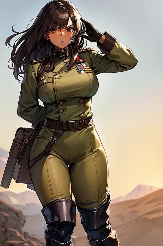 make the eyebrow slanted down to make her look angry, and give her a straight mouth