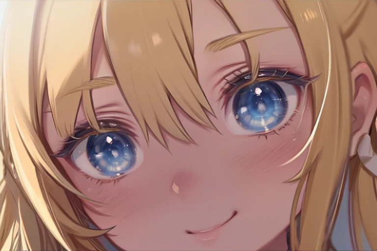 Girl's eyes、Eye close-up、Eyes close-up、Blue Eyes、Droopy eyes、Golden lashes、Long eyelashes、Golden eyebrows、Droopy eyes、Angle from the front、Front view、Kind eyes、smile、Blonde、