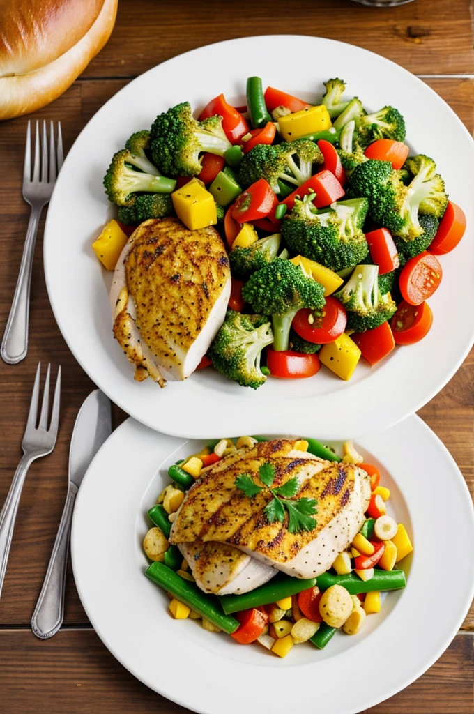 Cooked a food with healthy vegetables with chicken.