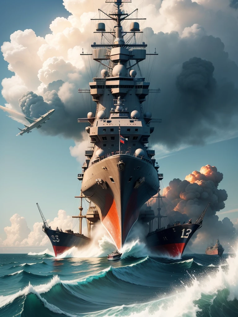 Sea，Planes blow up warships，